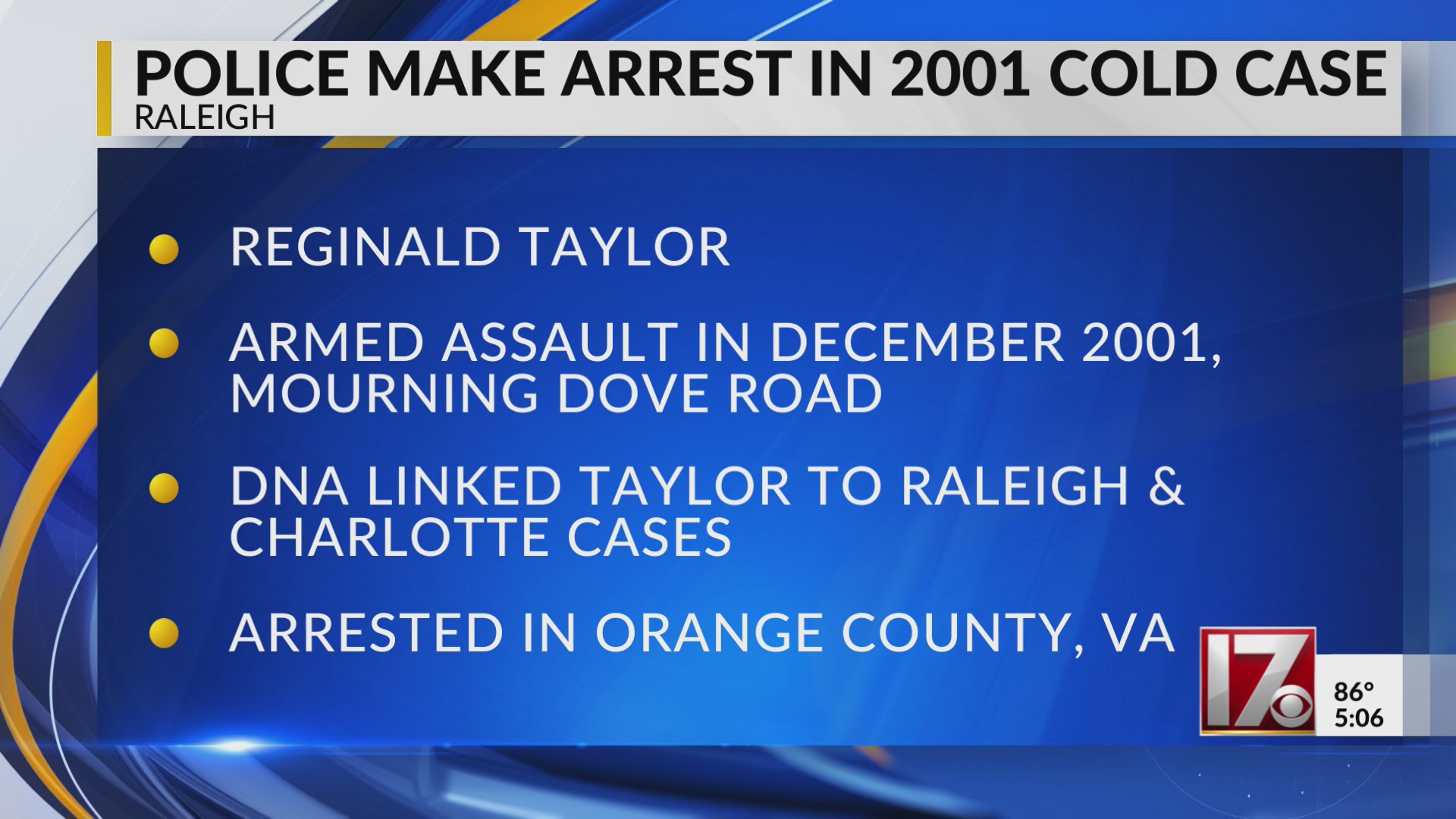 Raleigh police make arrest in 2001 cold case – CBS17.com