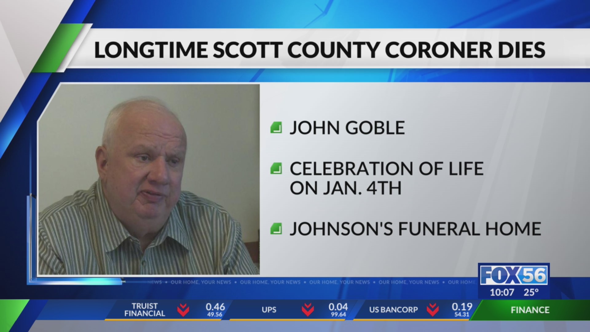 Longtime Scott County coroner dies – FOX 56 News