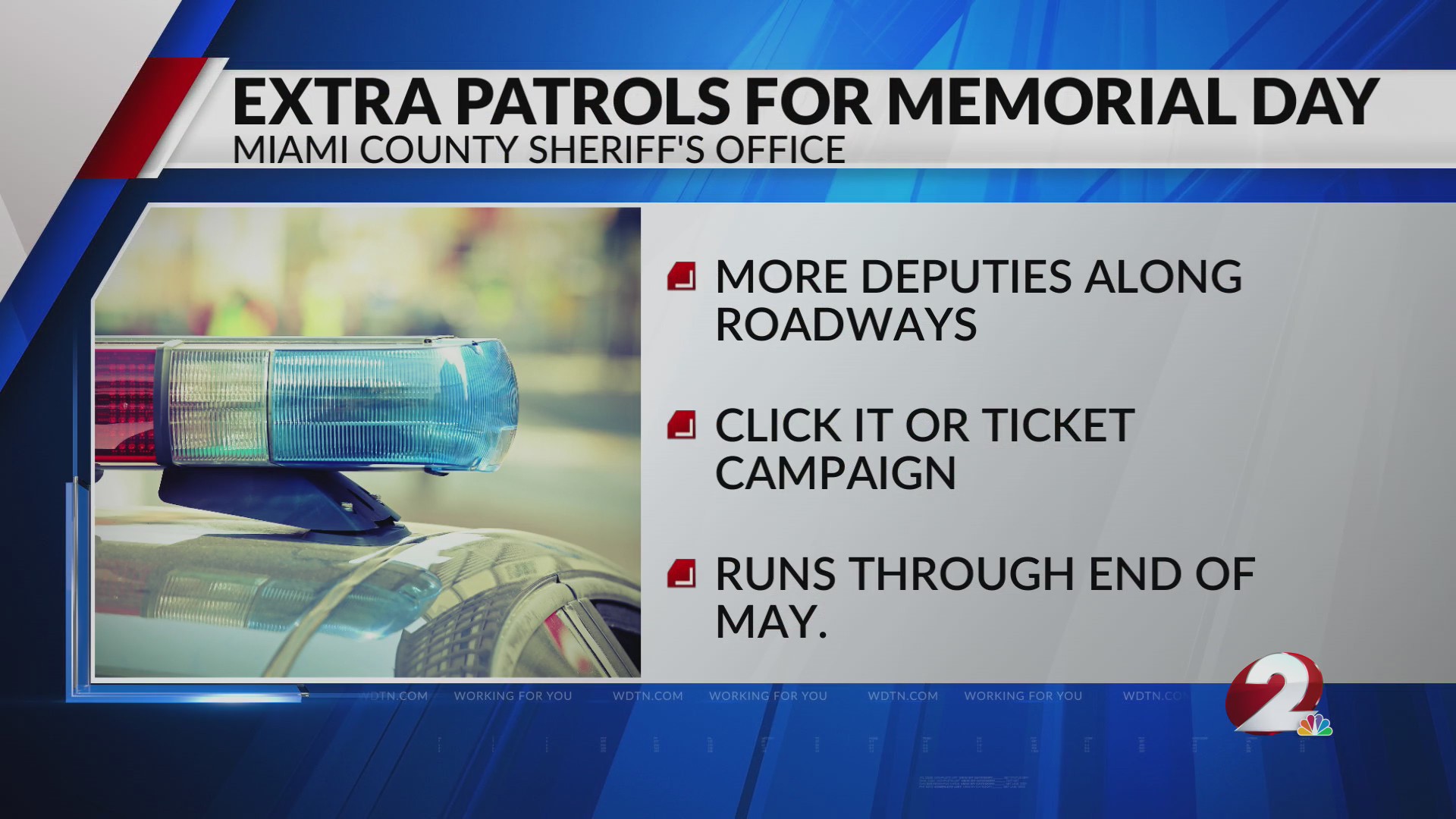 Miami County to put extra patrols on roads for Memorial Day – WDTN.com