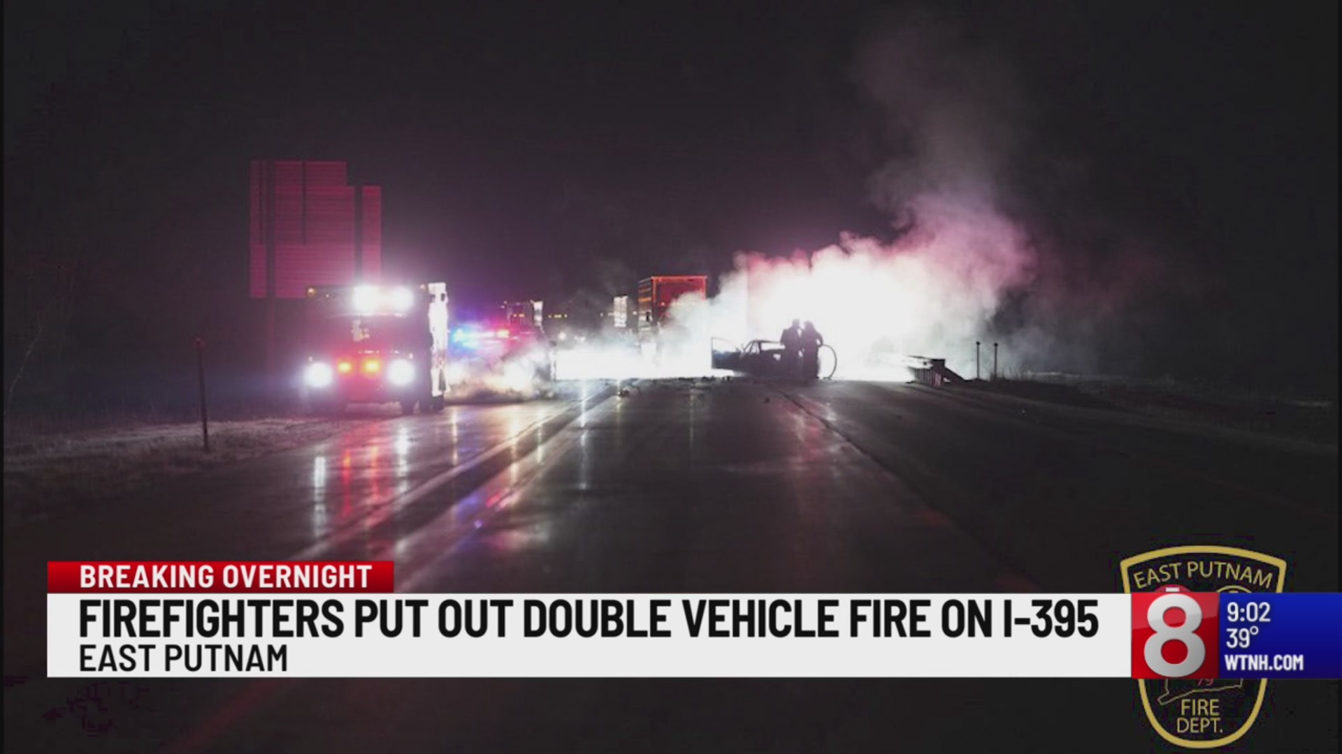 Tractor-trailer, car catch fire after crashing on I-395 in East Putnam ...