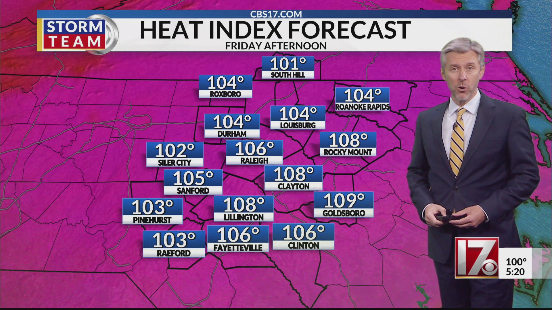 Heat is on Thursday in central NC, some relief by weekend