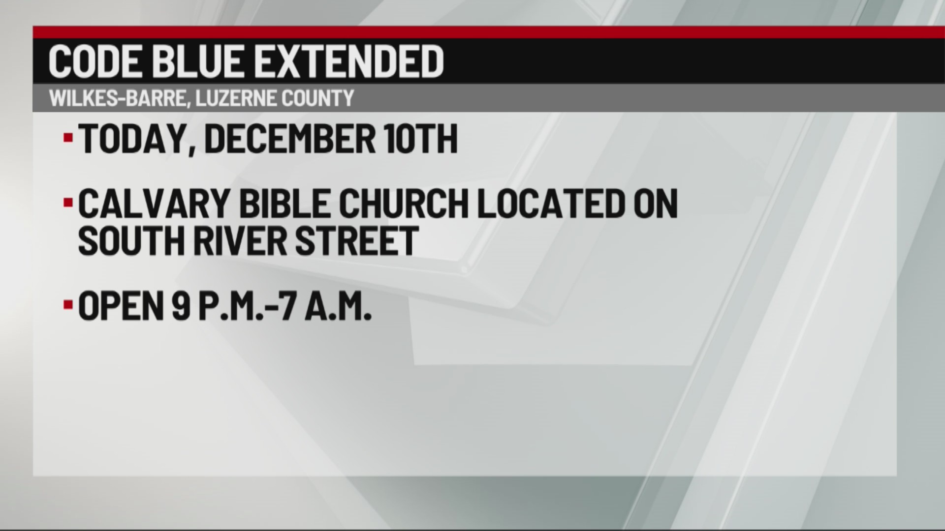 Temps expected to drop, Wilkes-Barre extends Code Blue | 28/22 News ...