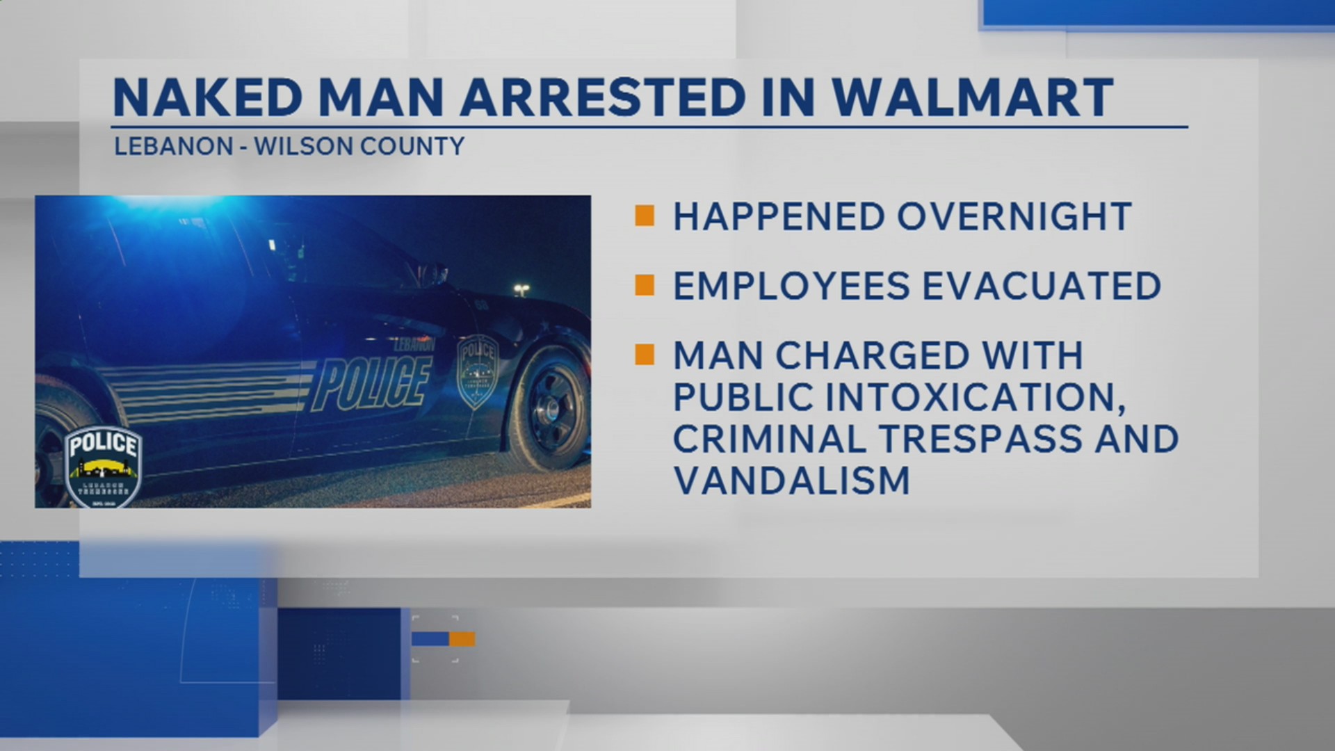 Man found naked in Lebanon Walmart facing multiple charges, police say