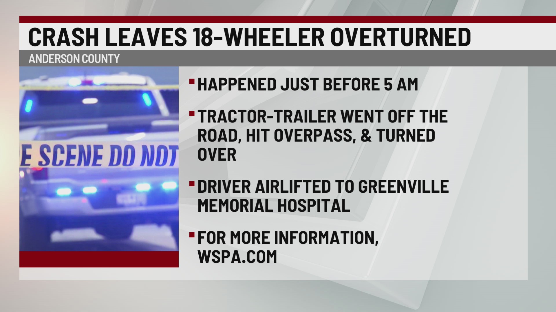 Driver airlifted after tractor-trailer overturns on I-85N – WSPA 7NEWS