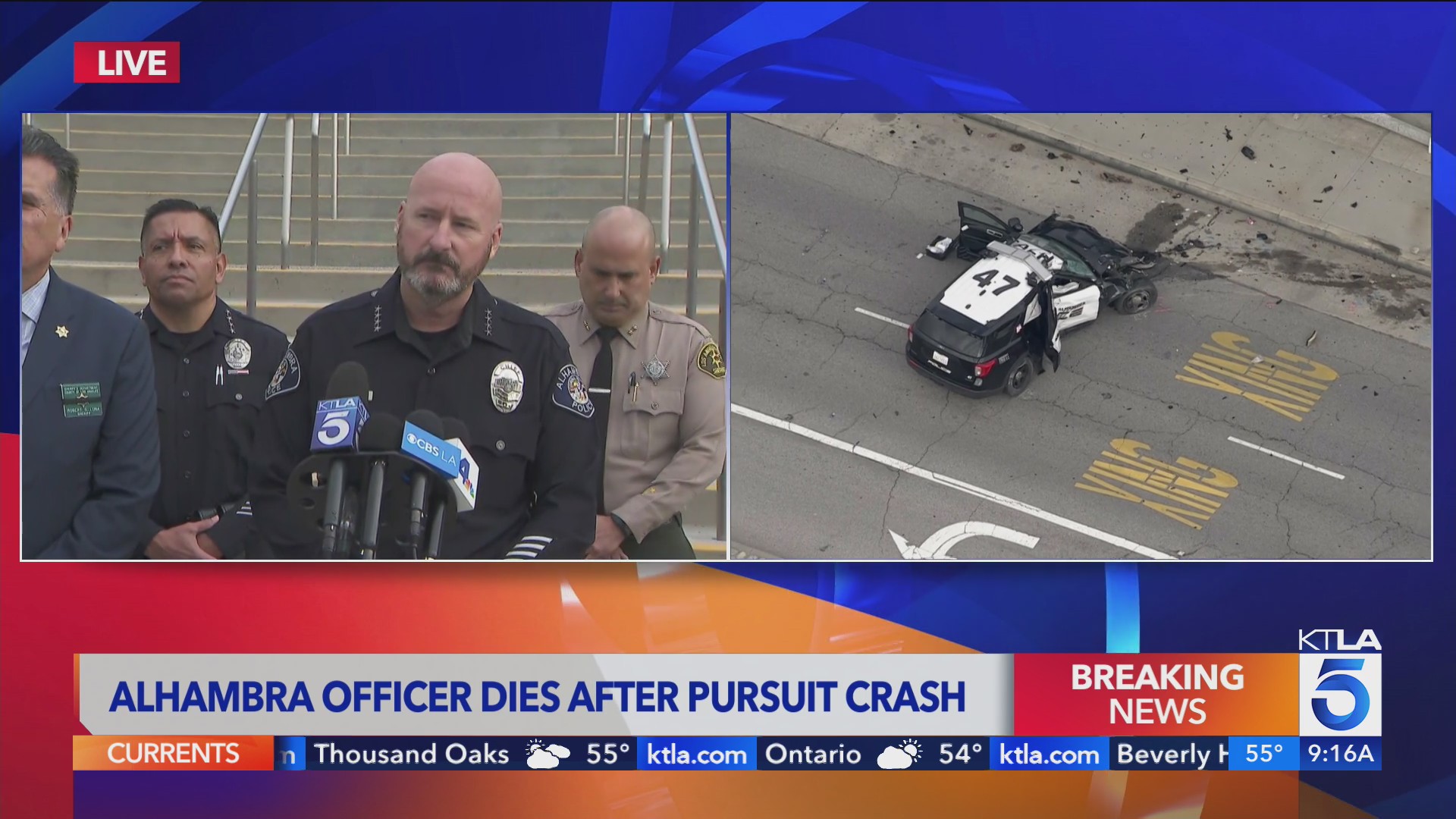 Alhambra police officer dies after pursuit crash – KTLA