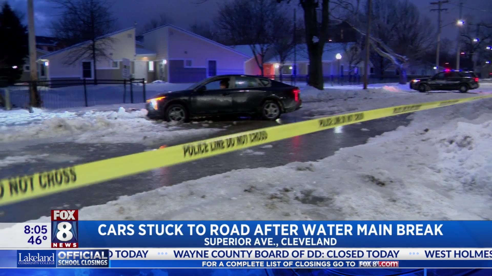 Cars stuck to the road after water main break – Fox 8 Cleveland WJW