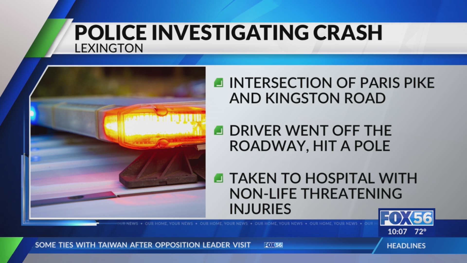 1 hospitalized after single-vehicle crash in Lexington – FOX 56 News