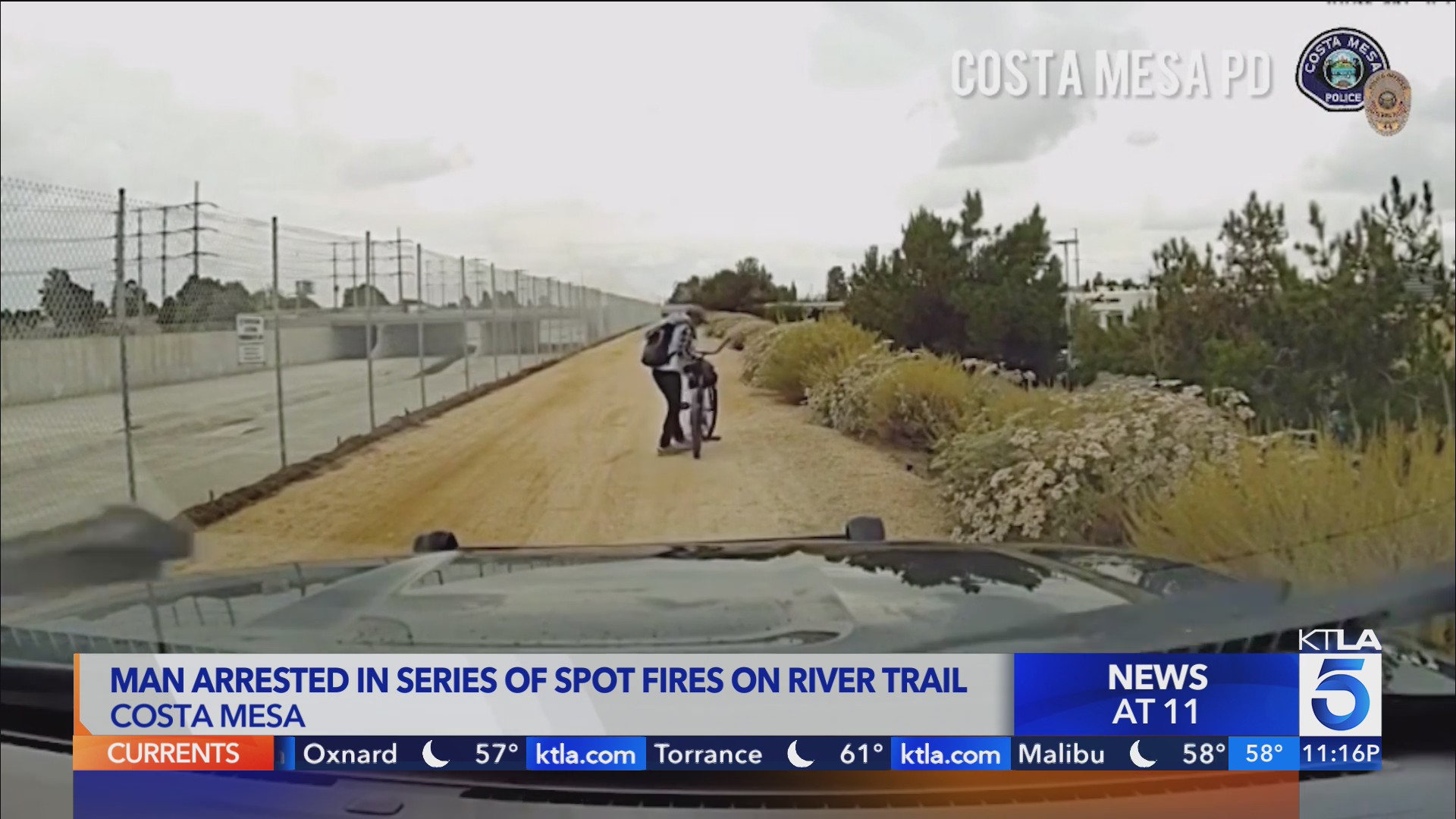Man arrested in series of spot fires on Costa Mesa river trail – KTLA
