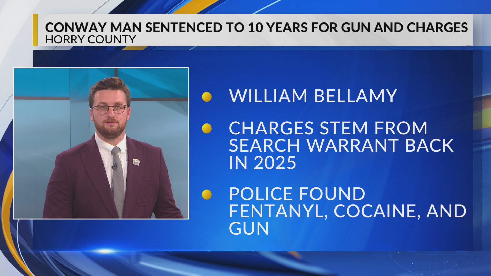 Conway man gets 10 year sentence on gun, drug charges – WBTW