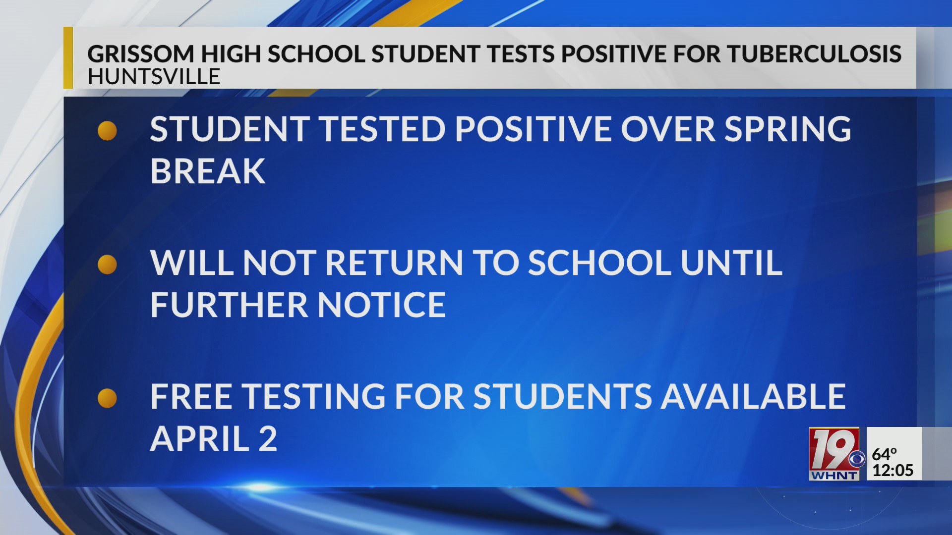 Grissom High School Student Tests Positive For Tuberculosis | March 25 ...