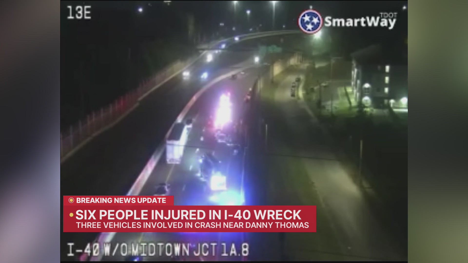 Six injured in three-vehicle crash on I-40 near Downtown – WREG.com