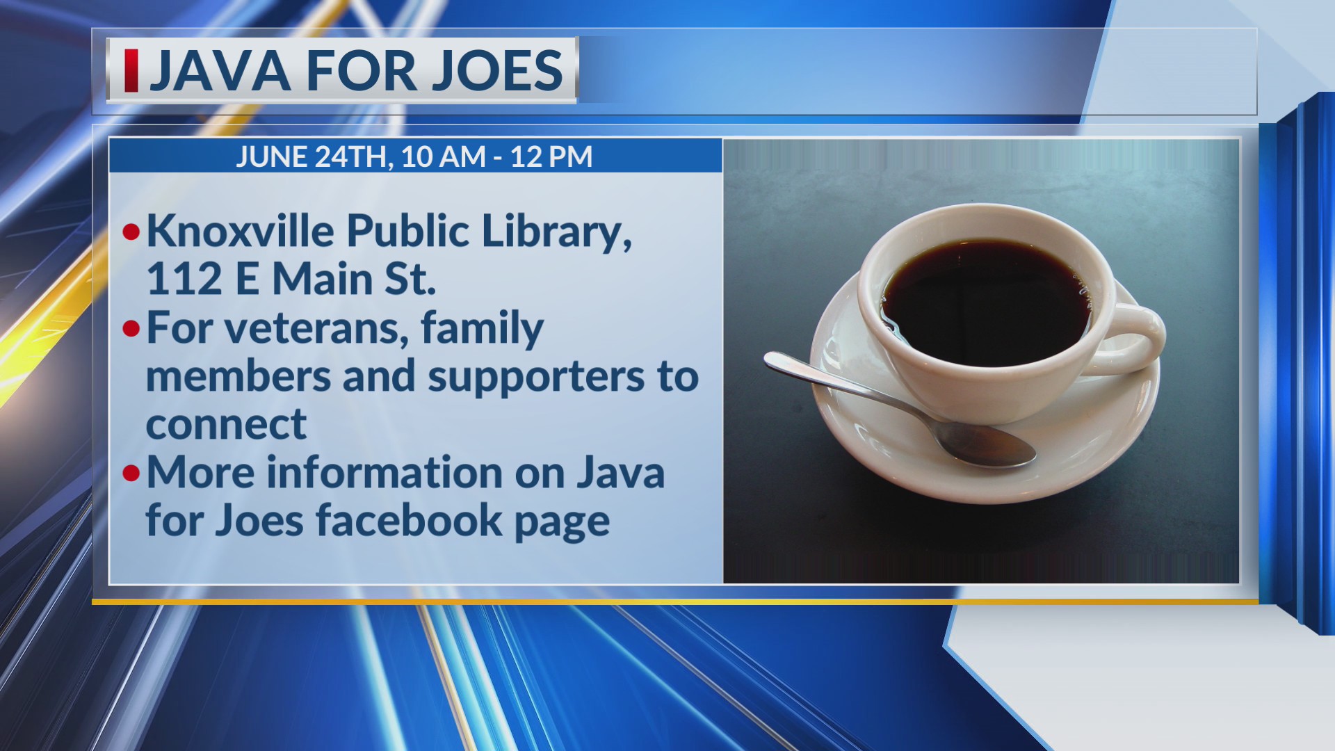 'Java for Joes' event to take place in Knoxville on Wednesday afternoon