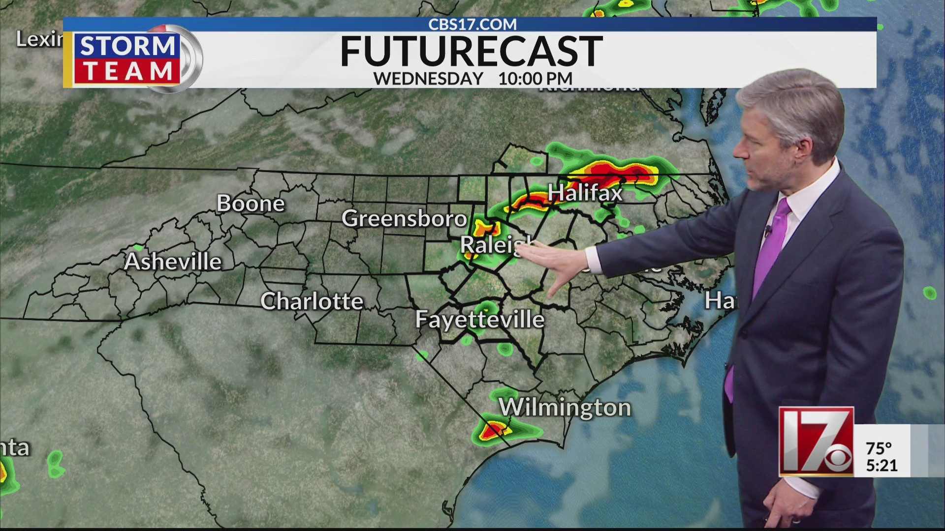 Central NC storm risk Wednesday night; week ends calm – CBS17.com