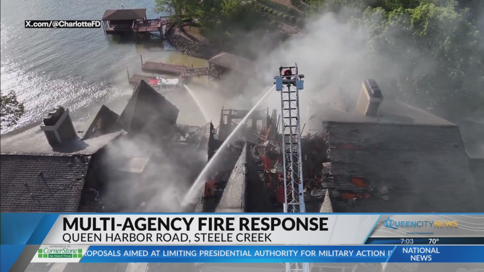 Fire heavily damages apartment building on Lake Wylie – Queen City News