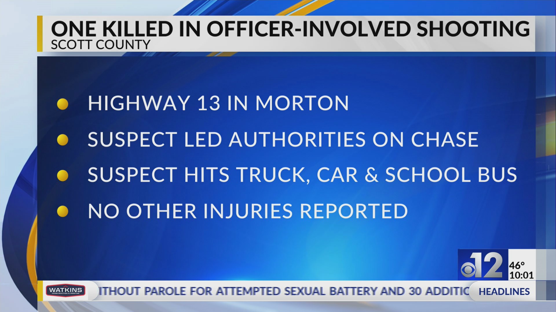 One killed in officer-involved shooting after Scott County chase – WJTV