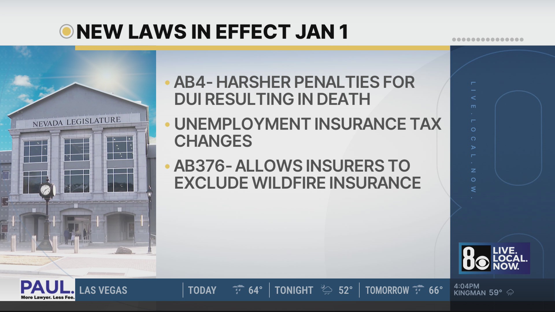 New Nevada laws taking effect Jan. 1 – KLAS