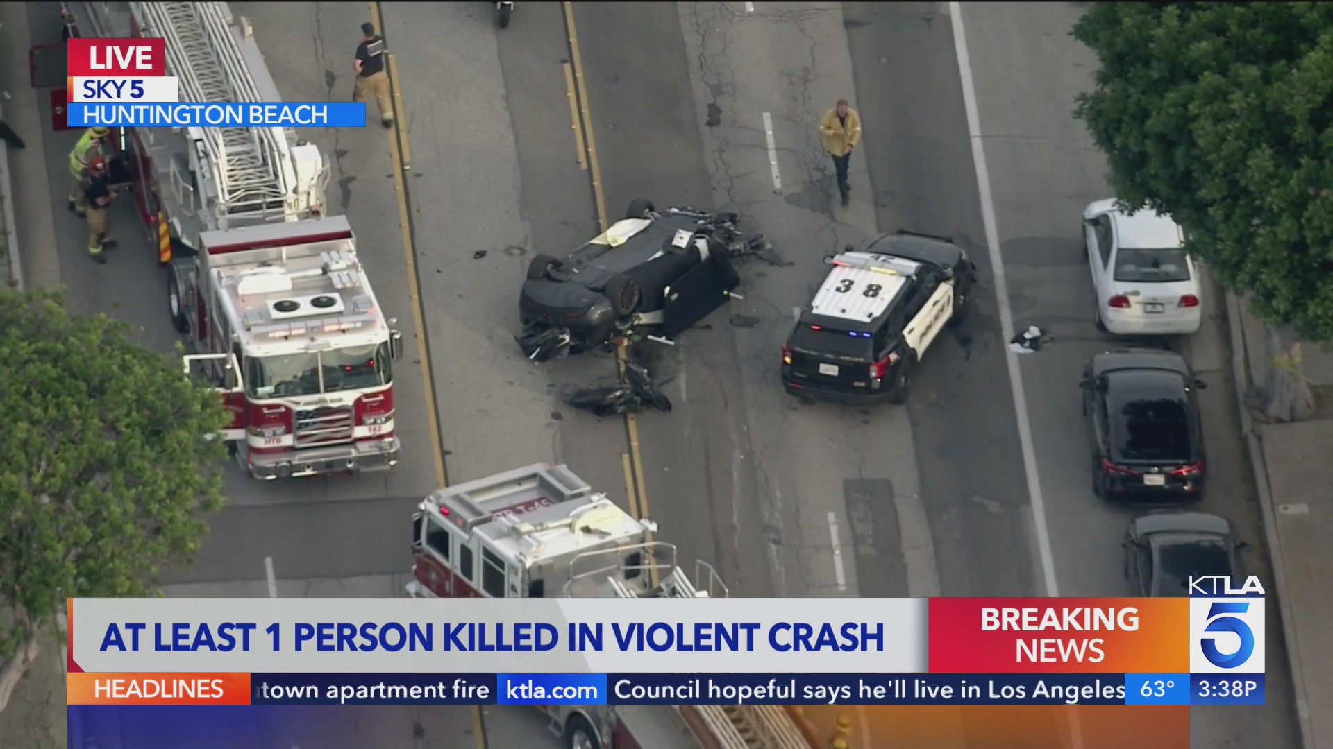 Deadly Huntington Beach crash shuts down roads – KTLA