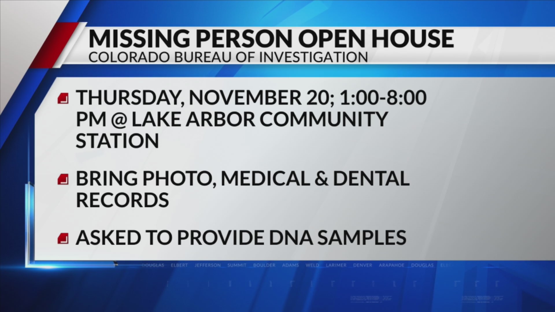 CBI holding missing persons open house – FOX31 Denver