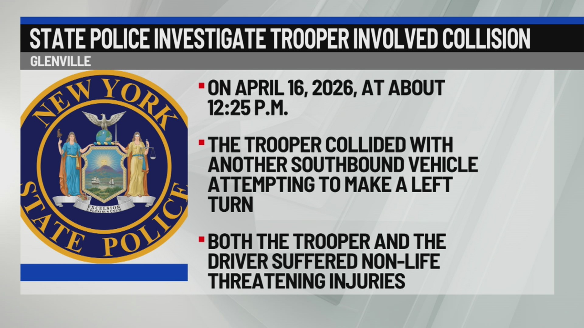 Route 50 reopened after Trooper-involved crash in Glenville – NEWS10 ABC