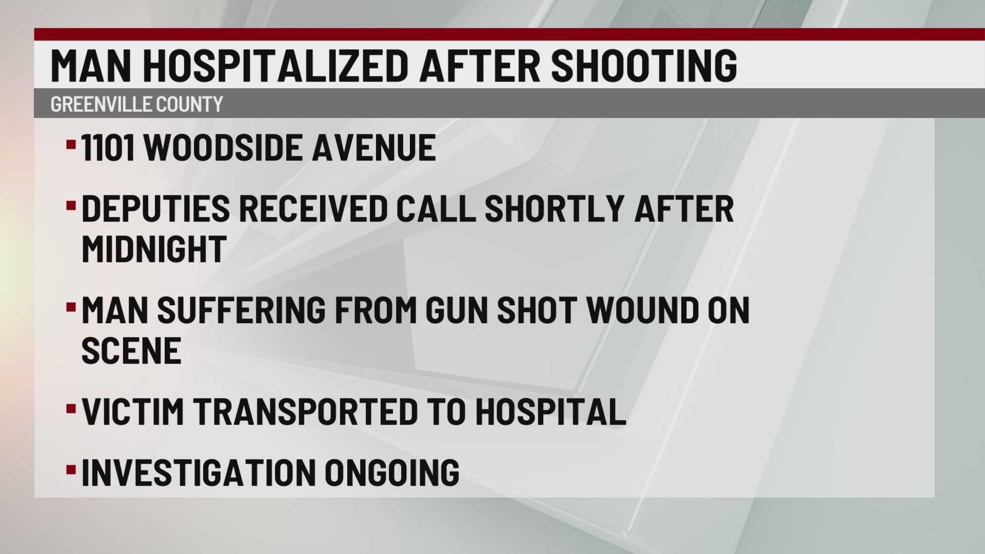 One injured in Greenville County shooting – WSPA 7NEWS