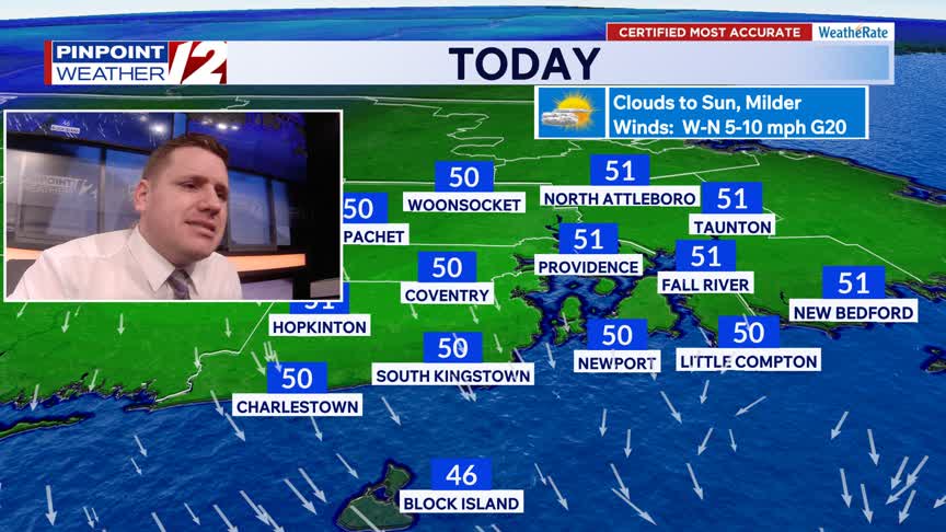 WPRI 12 Weather Now 3/21/26: Clouds to Sun, Milder Today – WPRI.com