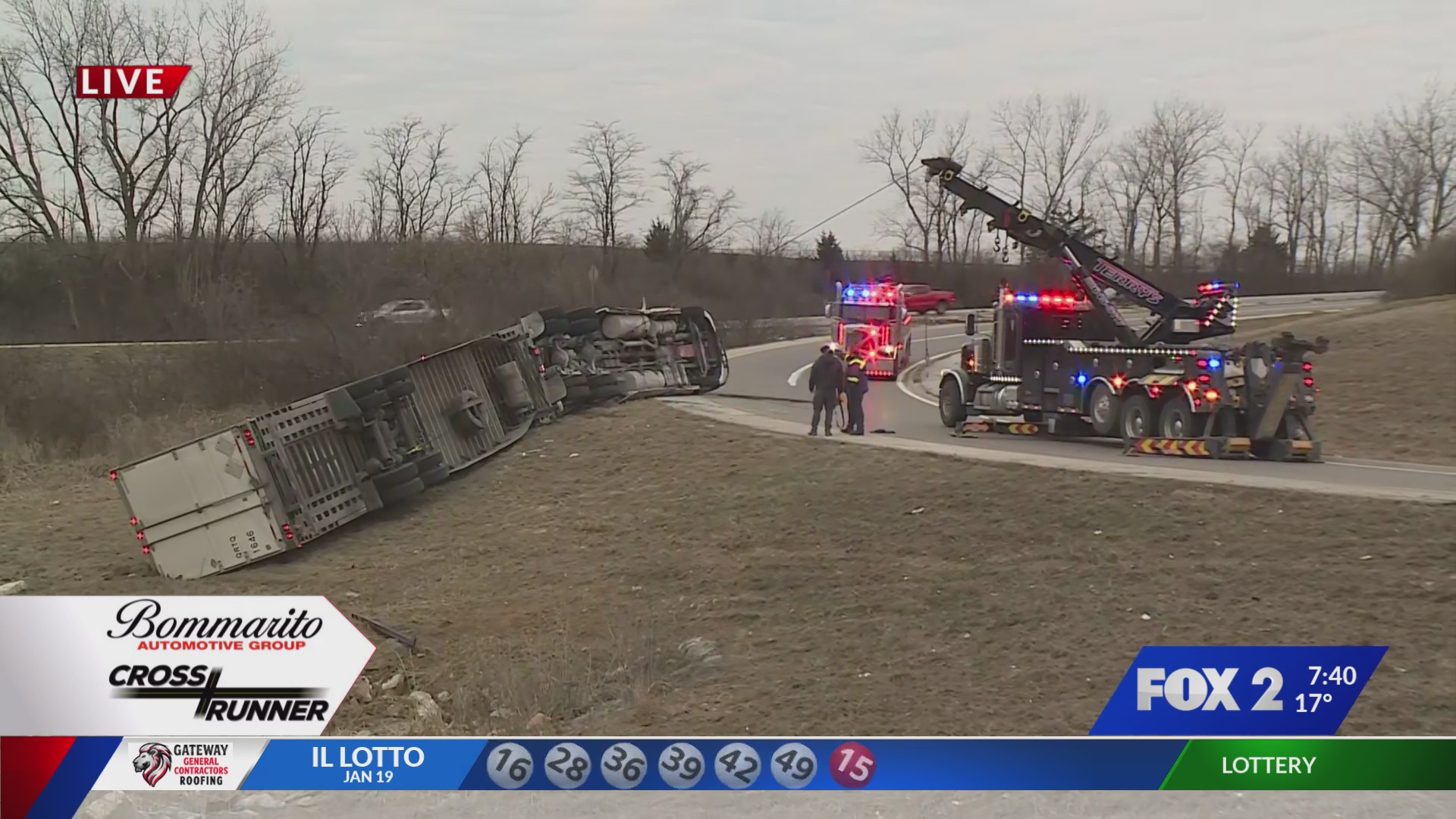 Overturned truck shuts down exit ramp on southbound I-170 – FOX 2