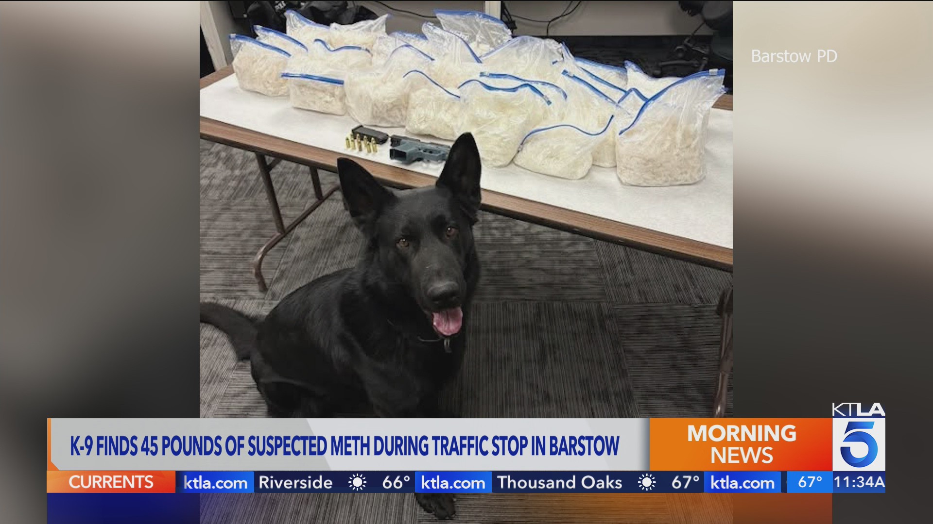 K-9 finds 46 pounds of meth during traffic stop in Barstow – KTLA