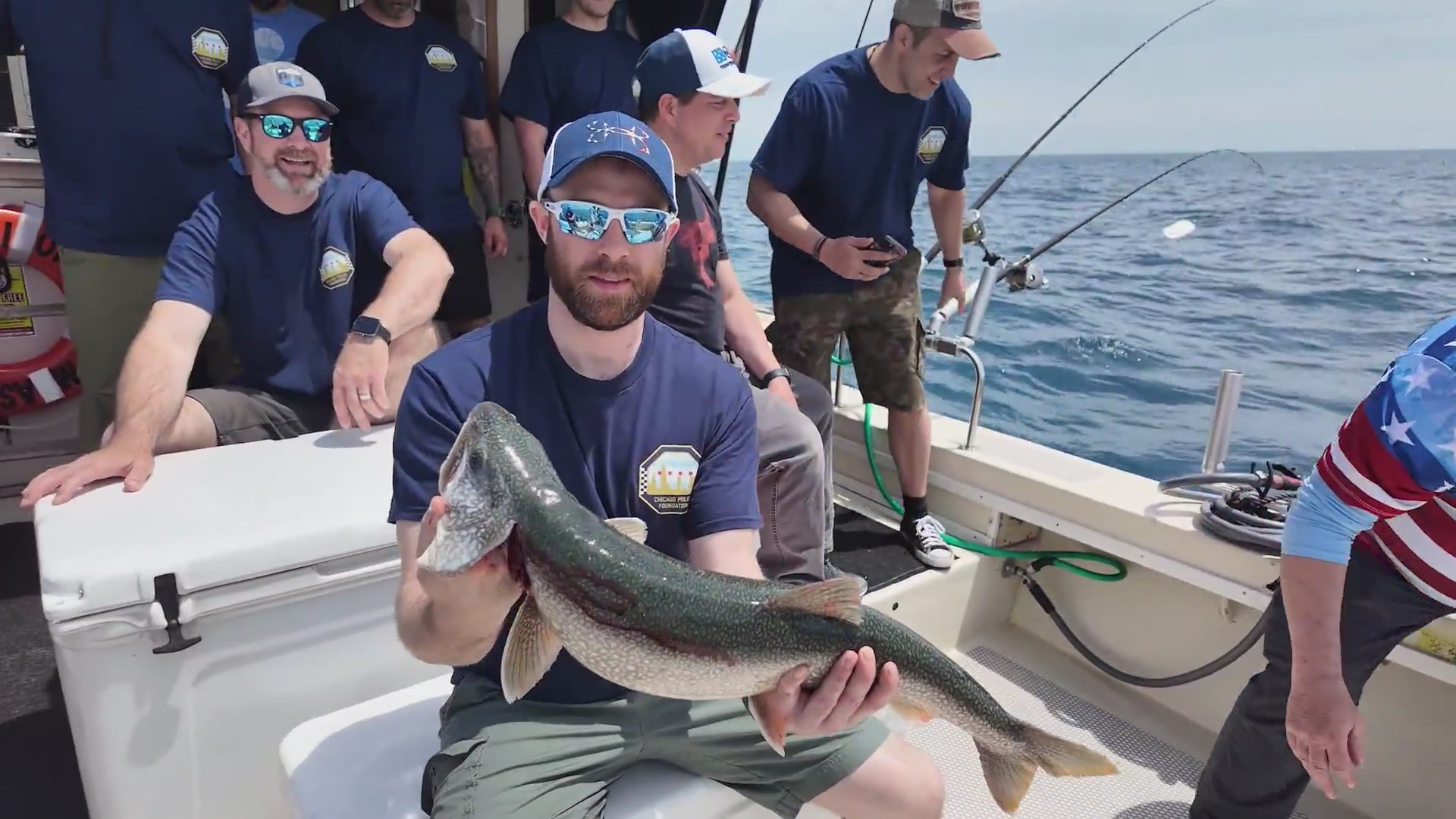 WGN-TV coverage of officers fishing on Lake Michigan