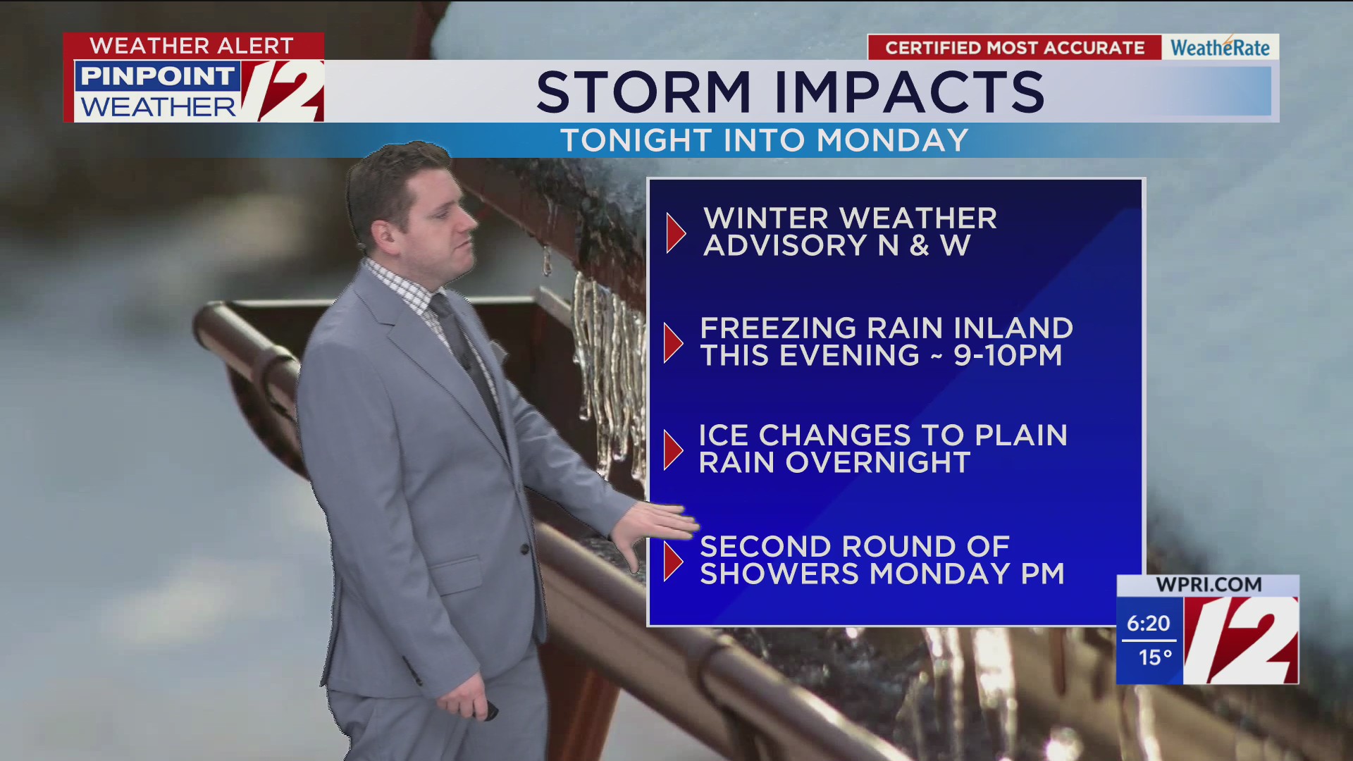 WPRI 12 Weather Forecast 12/28/25: Dry, Cold Today; Icy Mix to Rain ...