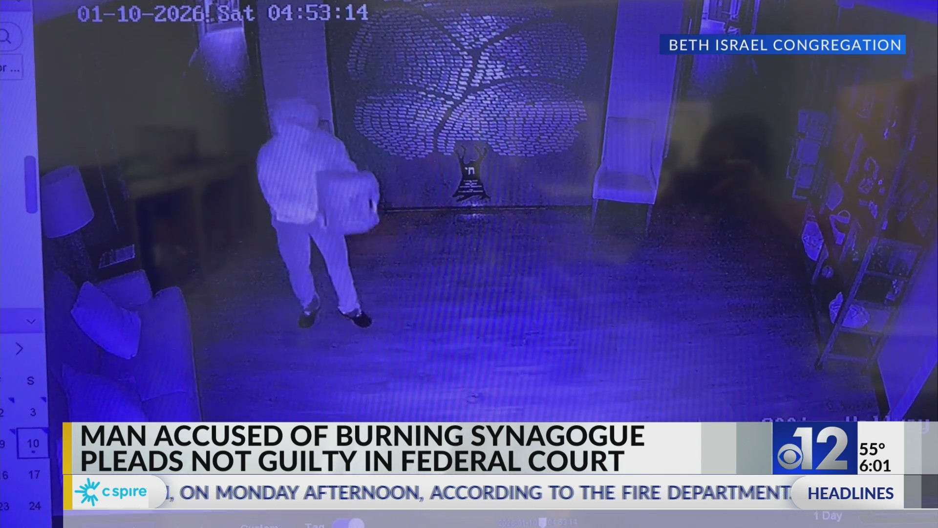 Man charged in Jackson synagogue arson pleads not guilty – WJTV