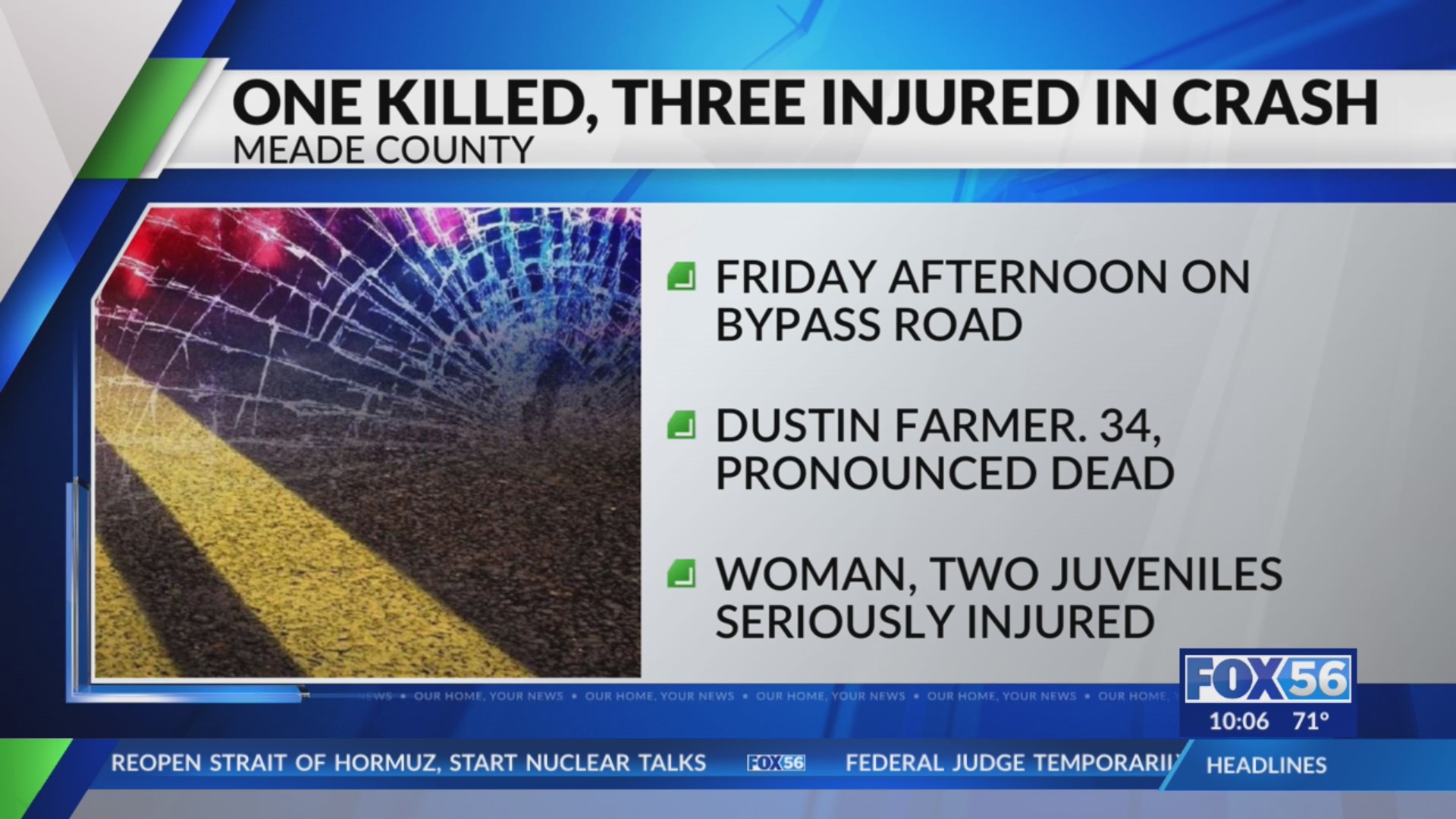 1 dead, 2 juveniles seriously injured in Meade County crash – FOX 56 News