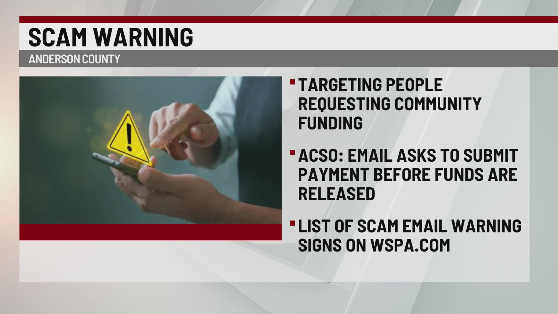 Local Scams Deputies warn public about new scam targeting Upstate residents – WSPA ...