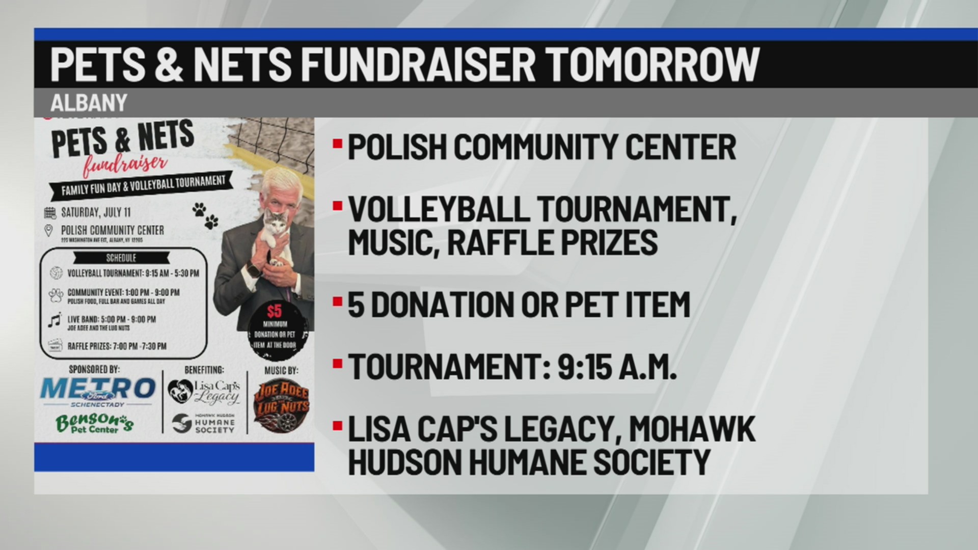 Pets & Nets fundraiser in Albany