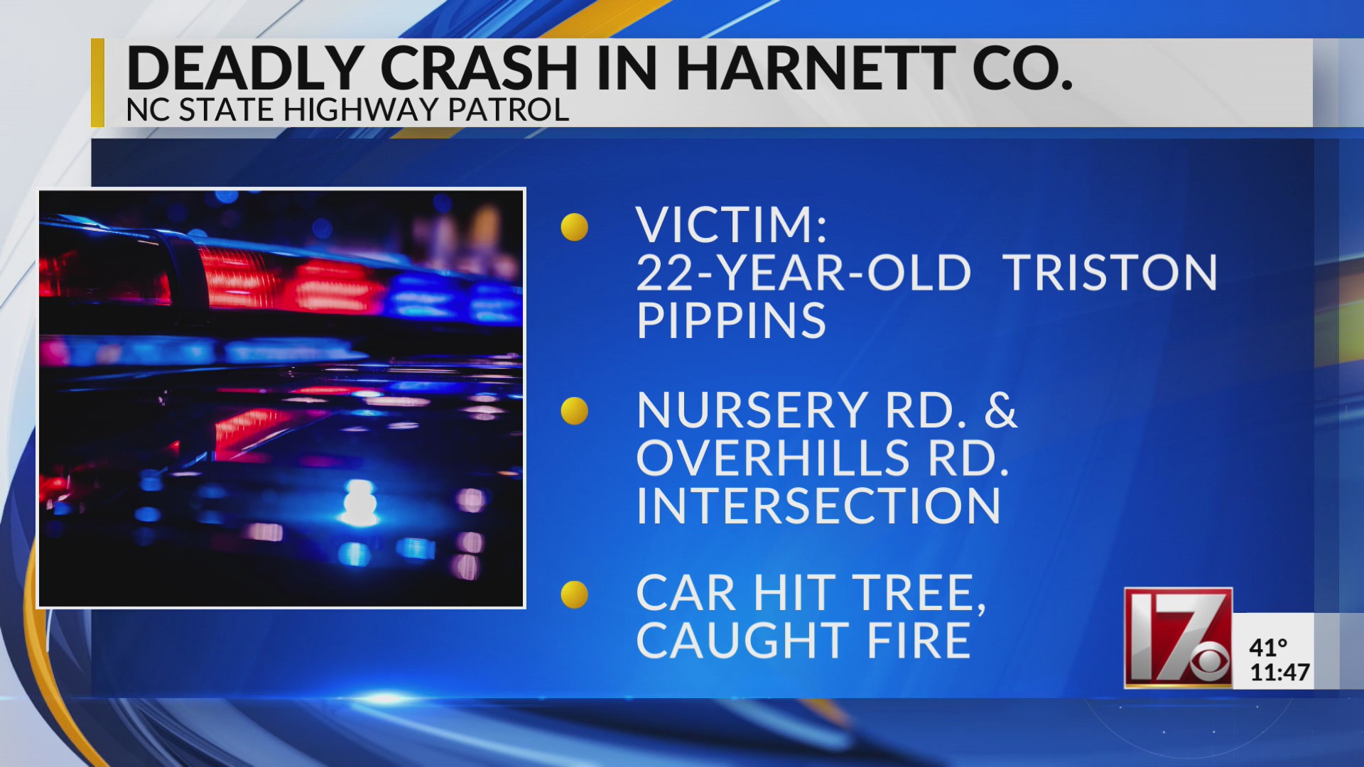 1 dead in Harnett Co. crash on Overhills and Nursery Rd – CBS17.com