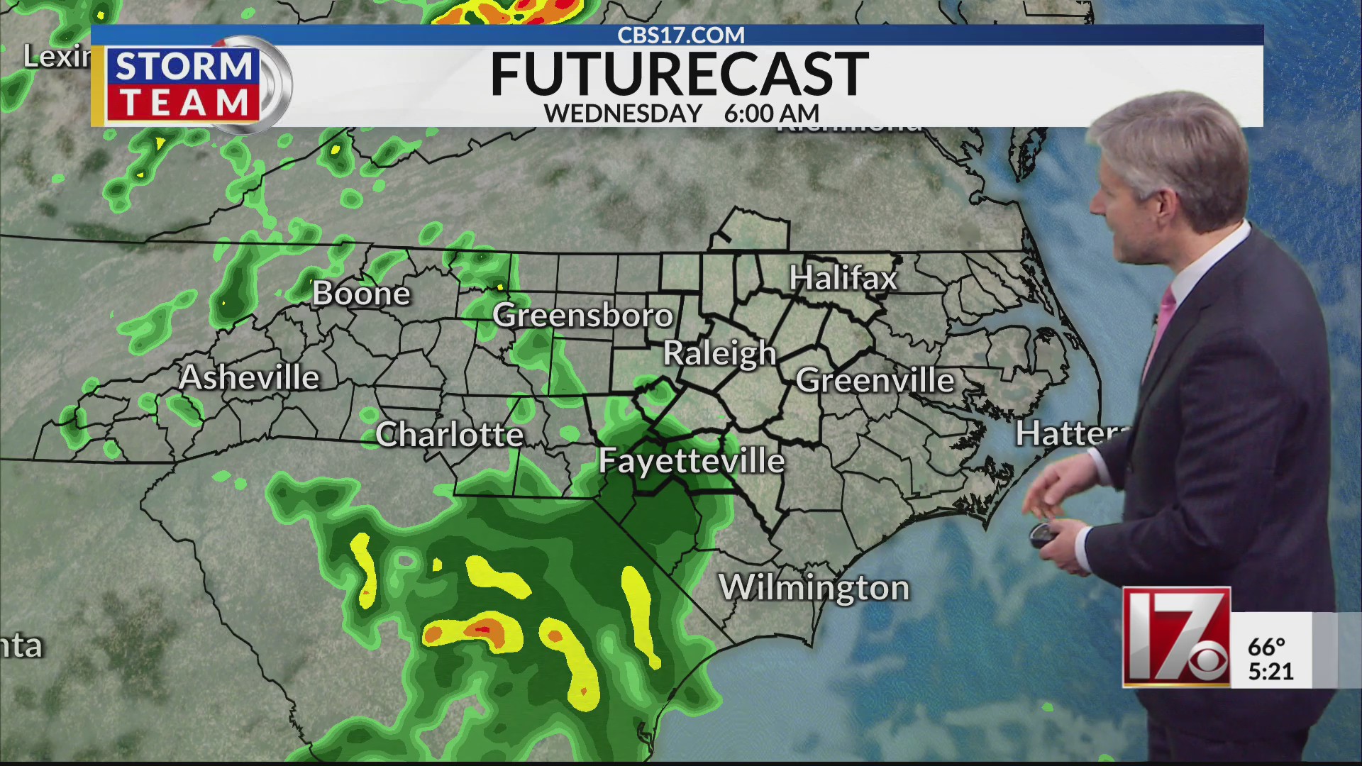 Chance for rain Wednesday in central NC – CBS17.com