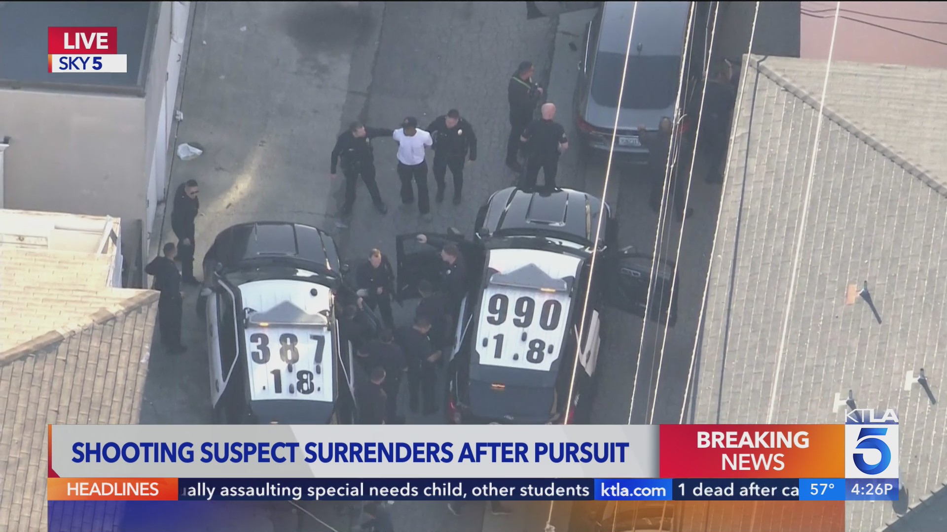 Shooting suspect surrenders after LAPD pursuit – KTLA