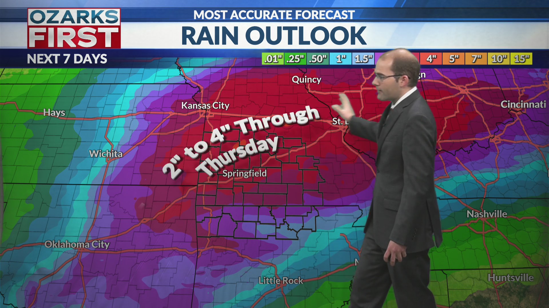 Multiple waves of rain and thunderstorms kick off Sunday – KOLR ...
