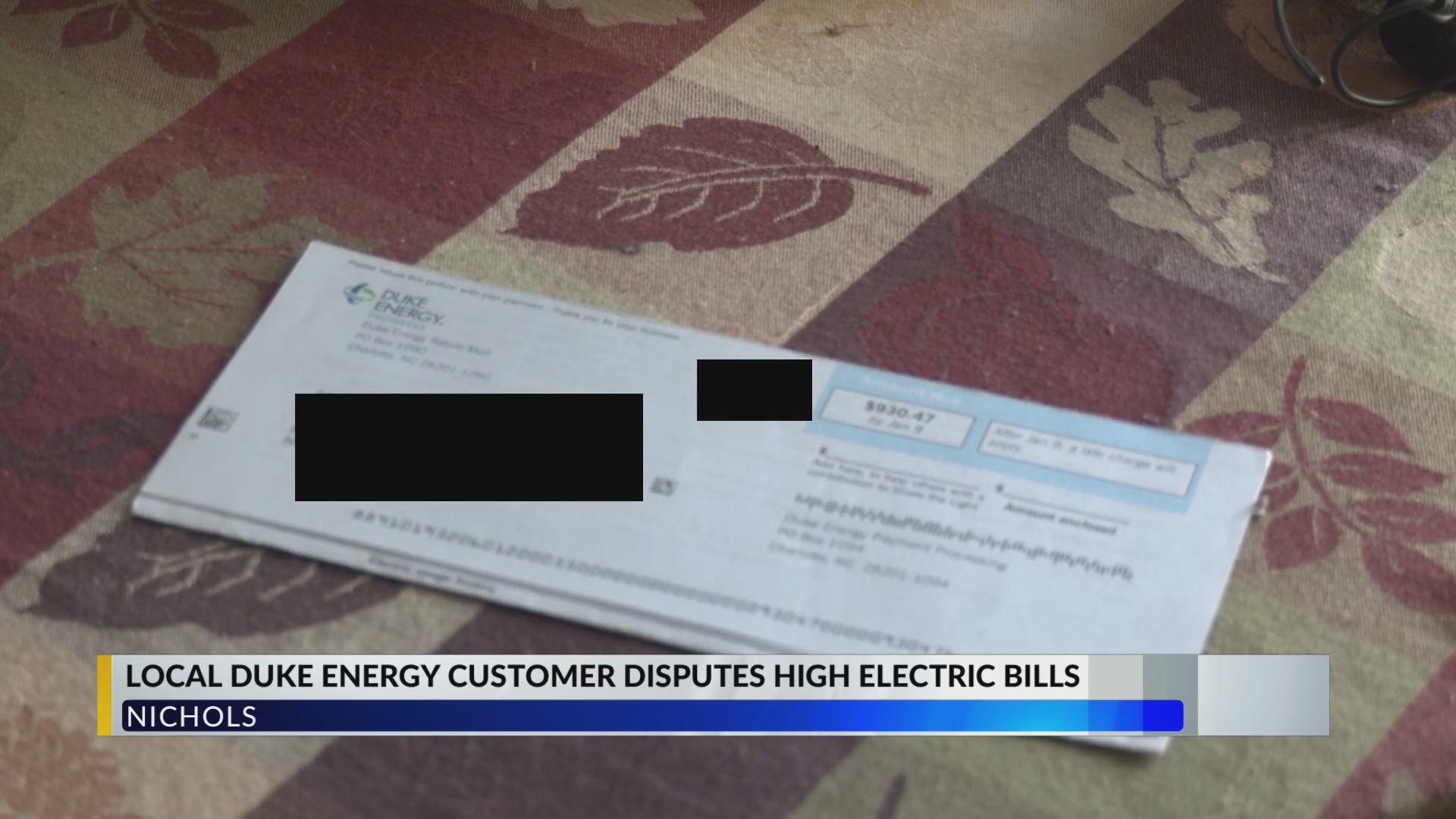Nichols woman disputes nearly $10k Duke Energy bill, says she's been without power for over a year