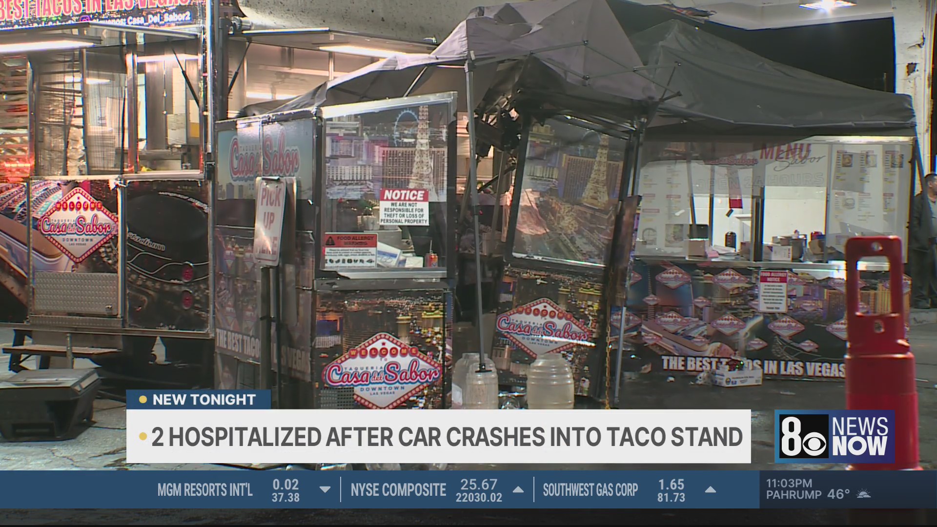 2 hospitalized after car crashes into Las Vegas taco stand – KLAS