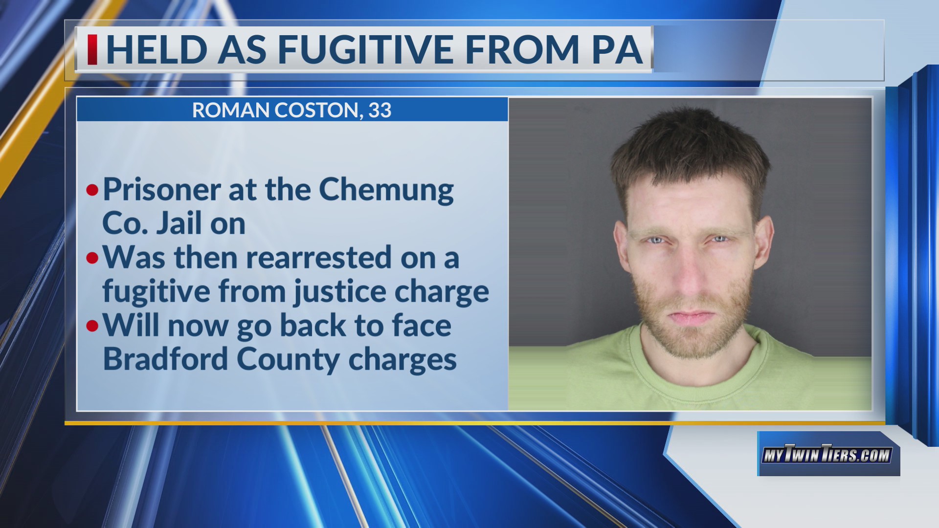 Chemung County inmate arrested as fugitive out of Pa – WETM ...