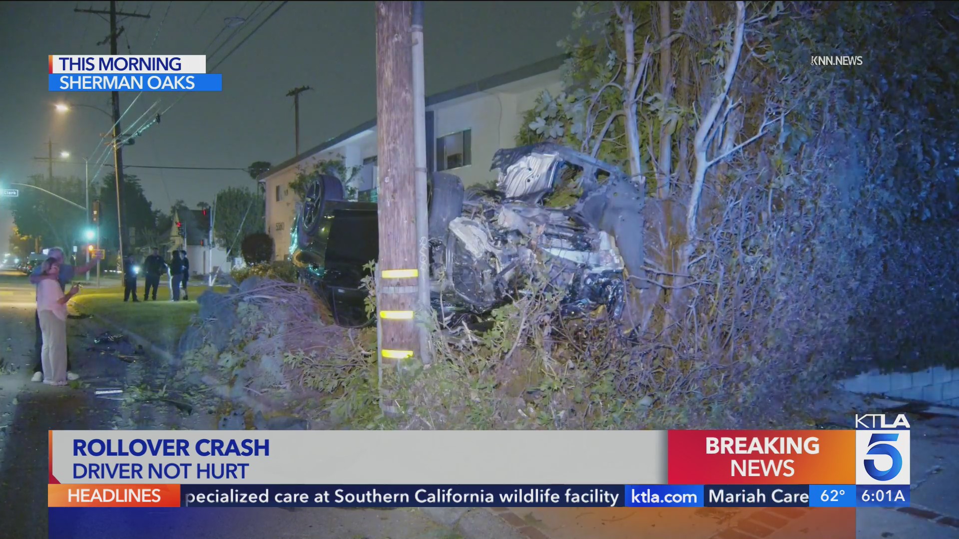 Rollover crash leaves car upside down in Sherman Oaks – KTLA