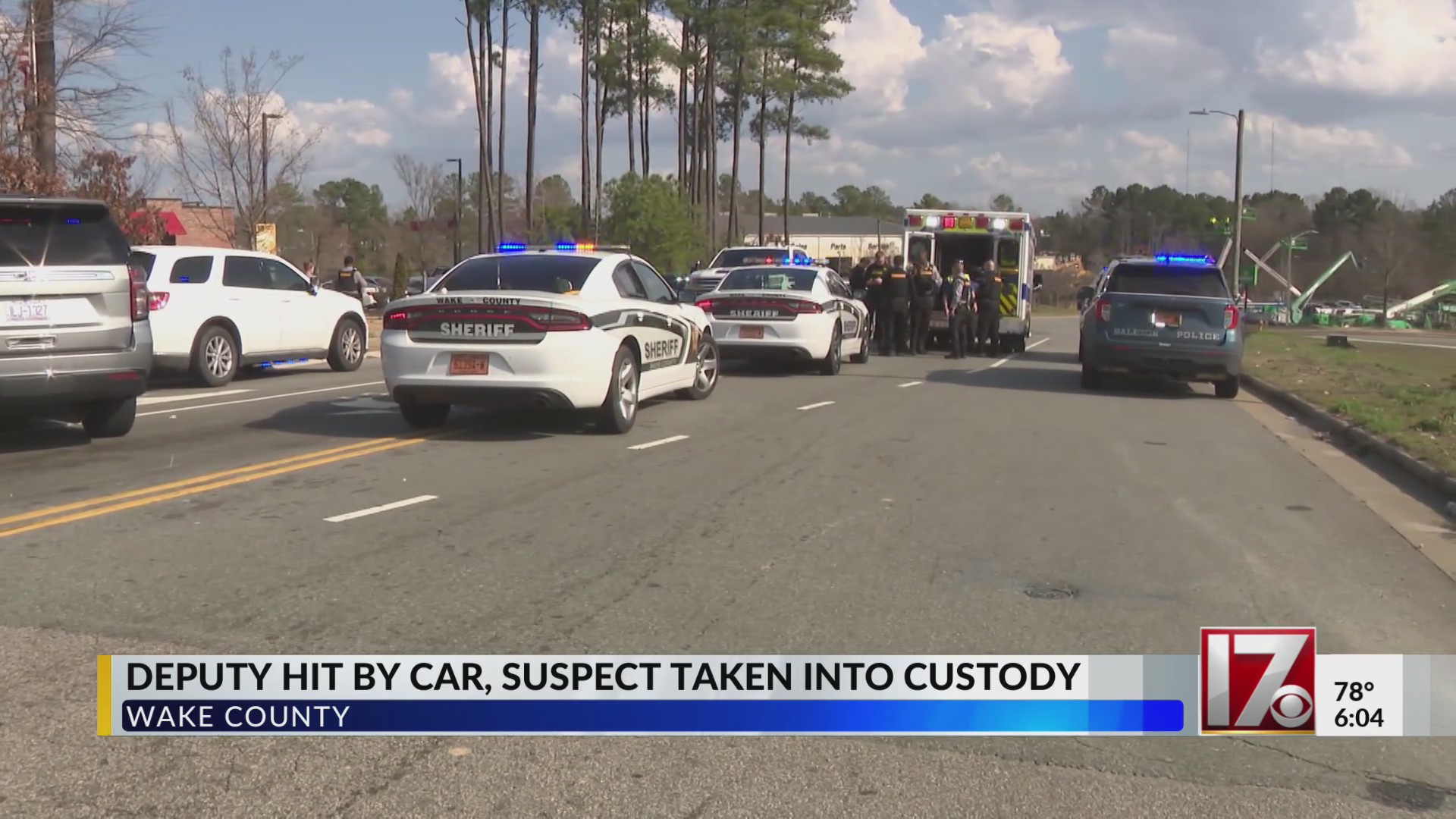 Suspect taken into custody after Wake County deputy hit by car – CBS17.com