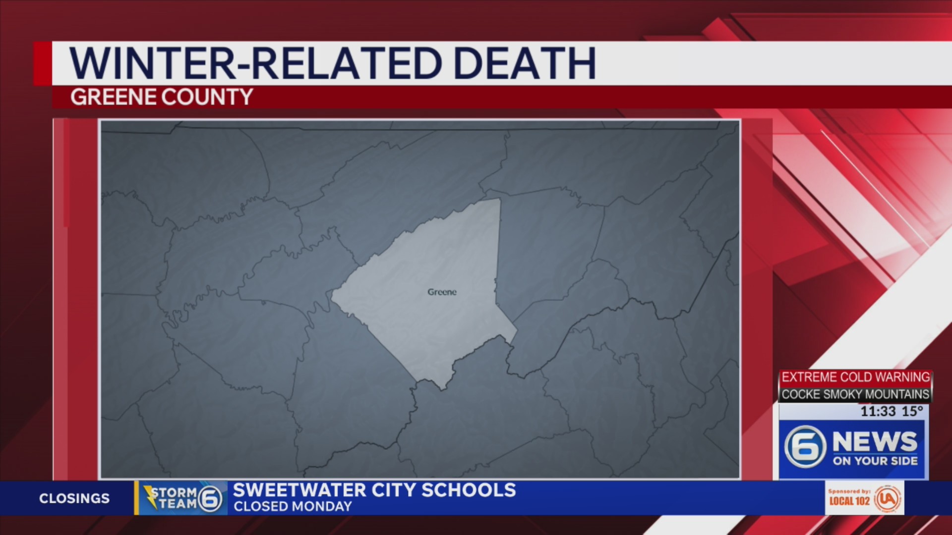 Winter-related death reported in Greene County – WATE 6 On Your Side