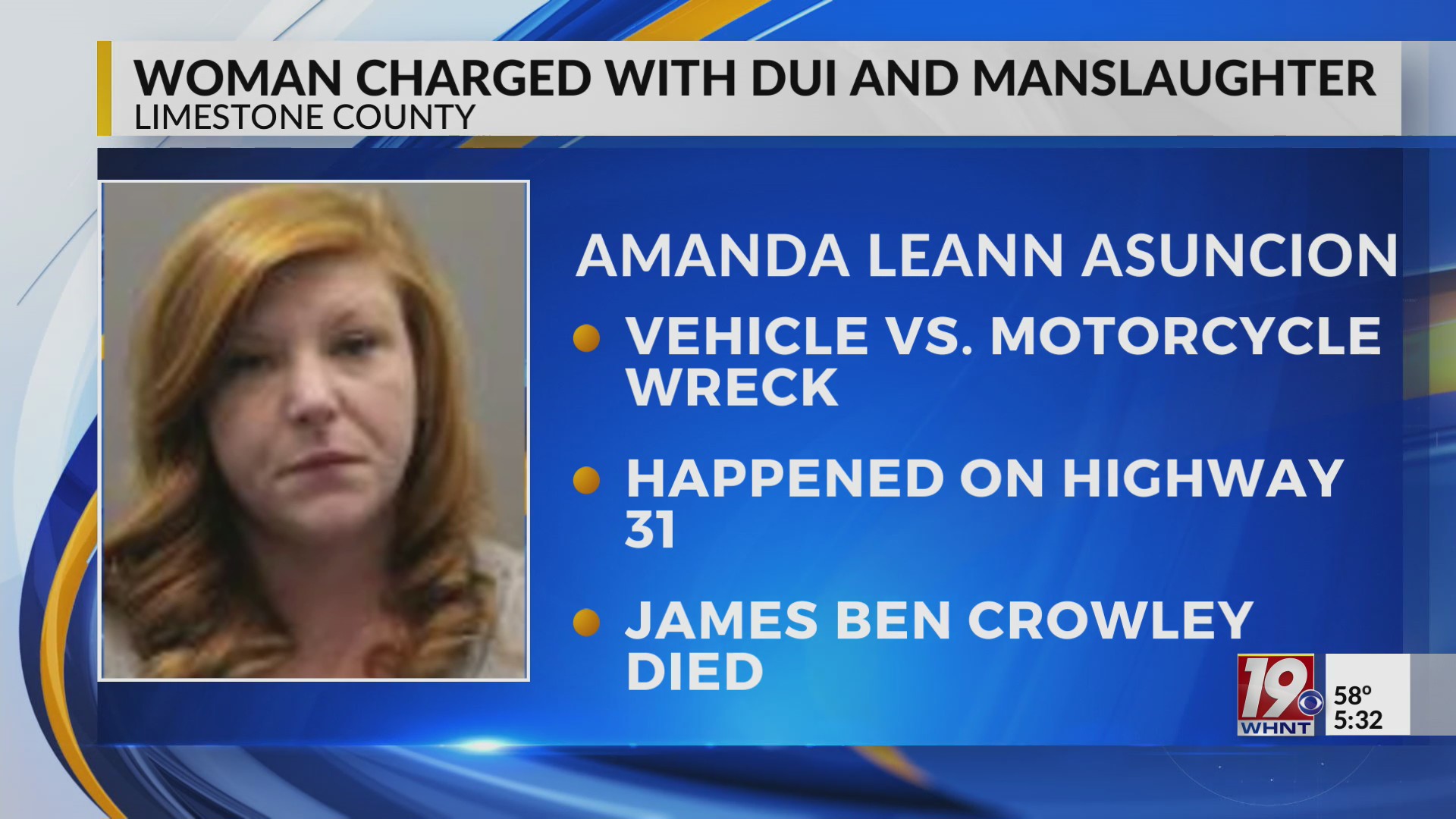 Woman Charged with DUI, Manslaughter in Deadly Motorcycle Wreck – WHNT.com