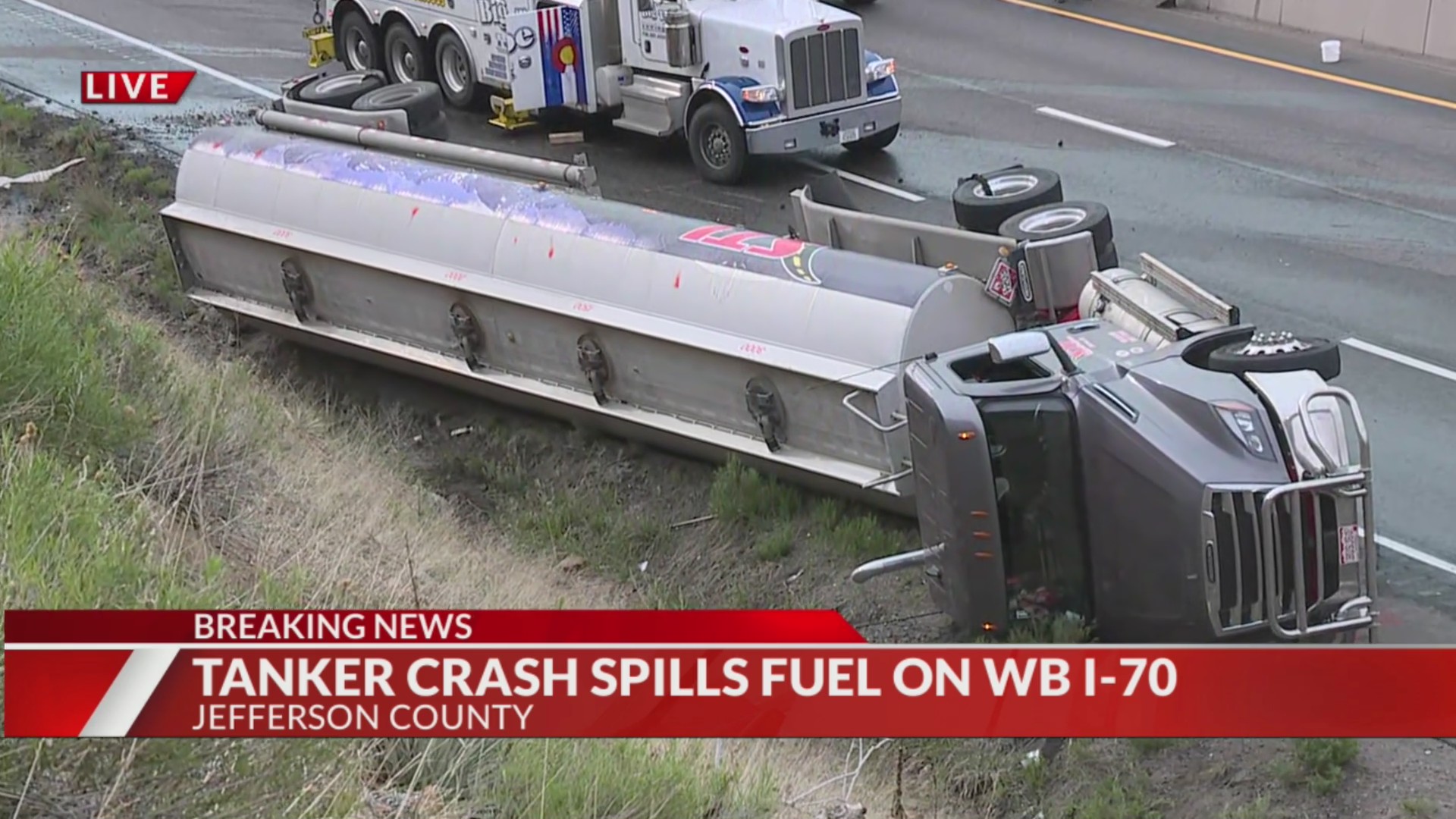 Tanker truck crashes, leaks fuel on I-70 near Golden – FOX31 Denver