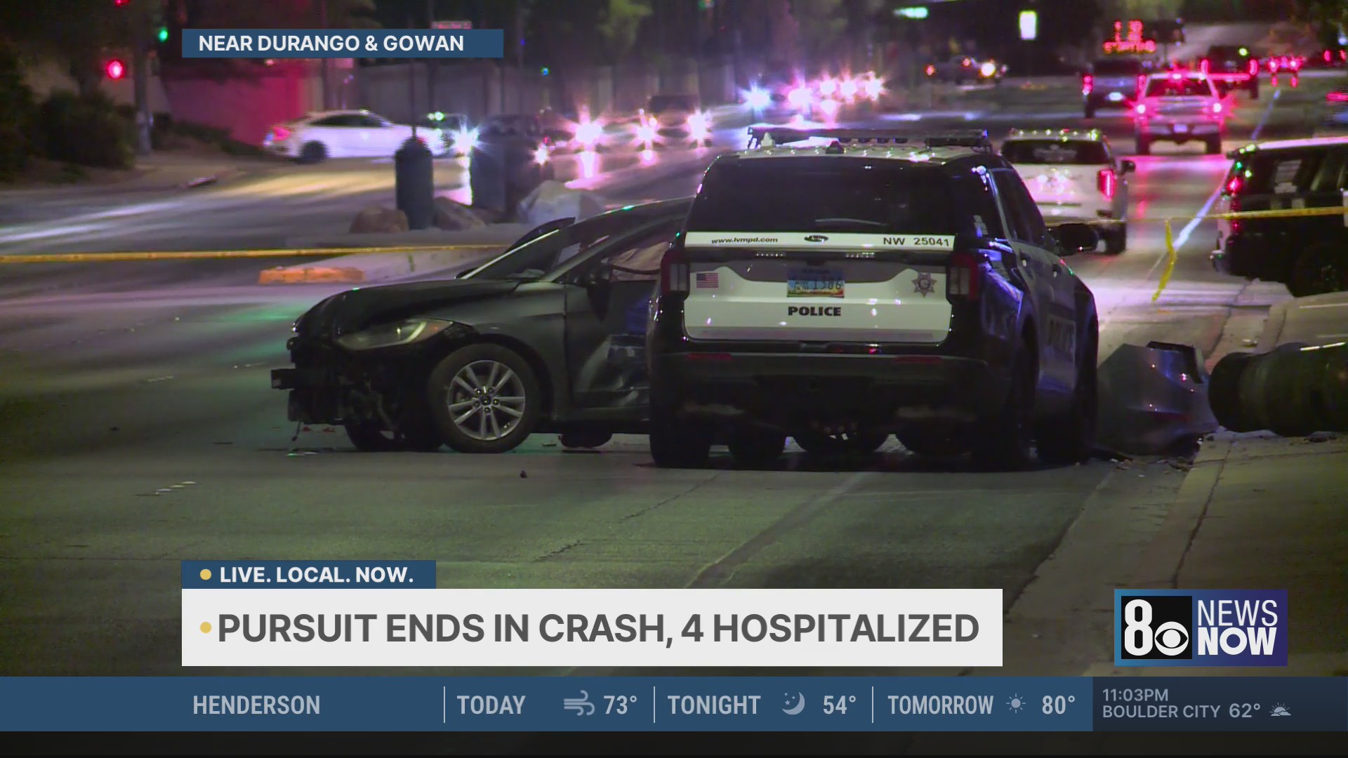 Stolen car chase crash in Las Vegas sends 4 to hospital – KLAS