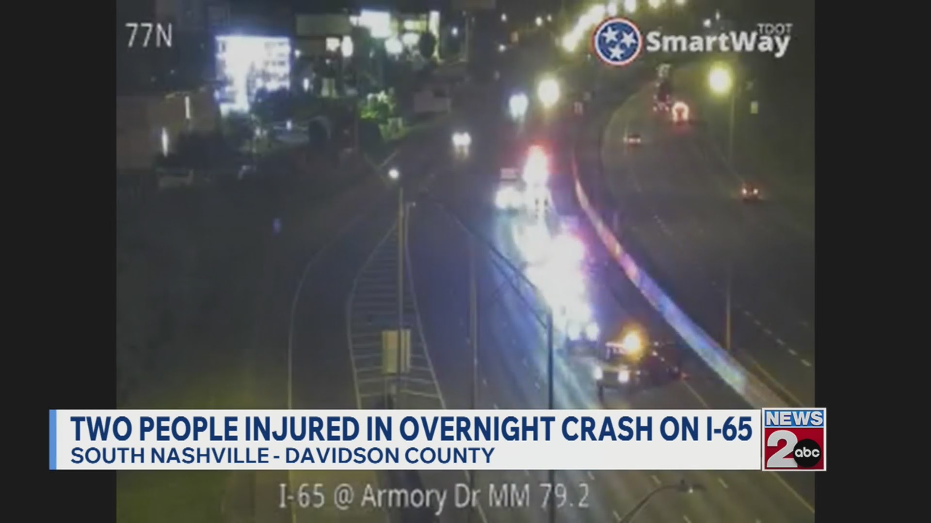 2 hurt in overnight crash on I-65 in South Nashville – WKRN News 2