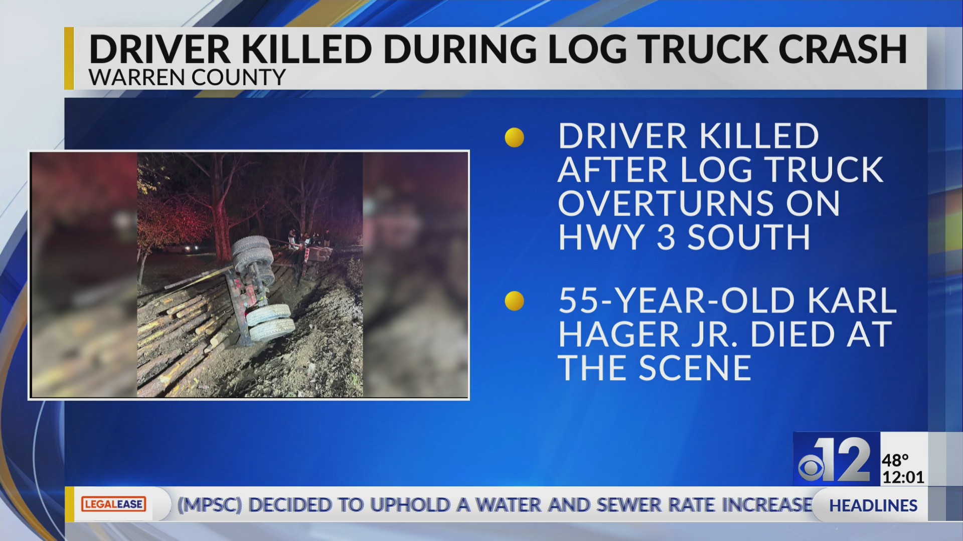 Driver killed during log truck crash in Warren County – WJTV