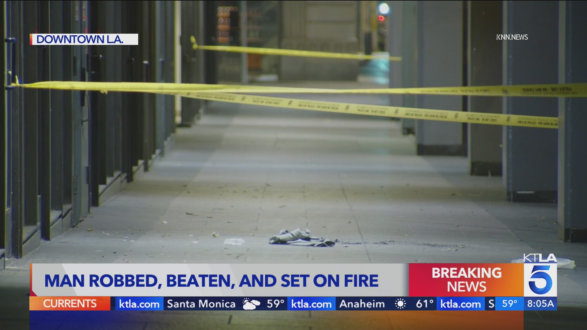 Man beaten, set on fire in downtown Los Angeles – KTLA