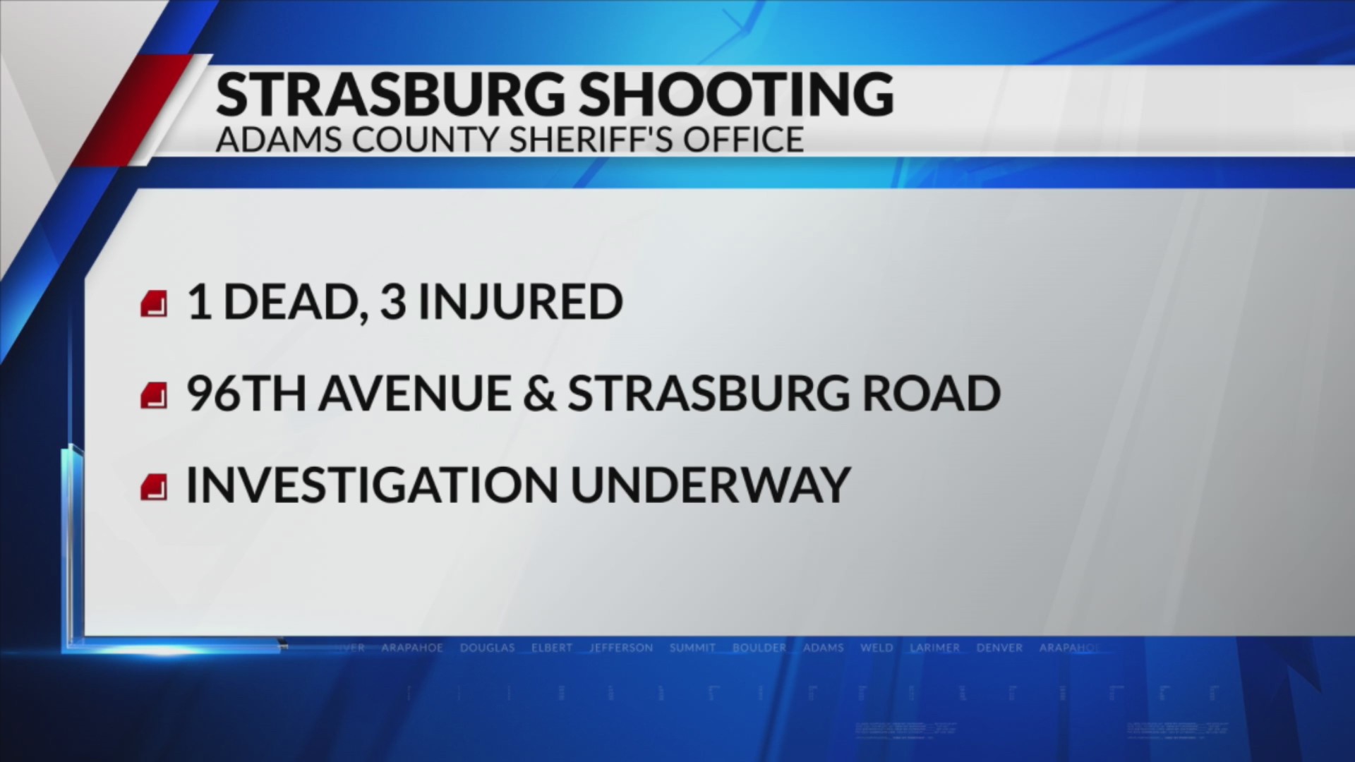 1 dead, 3 injured in Adams County shooting – FOX31 Denver